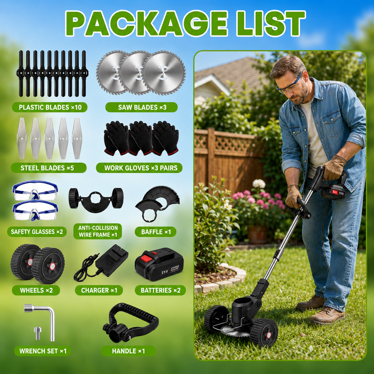 3 In 1 Lawn Mower, Garden Tool (Mower, Trimmer, Edger)