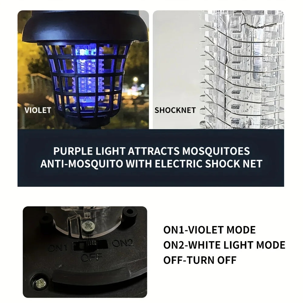 Solar Mosquito Zapper Light – Outdoor Garden Stake Lamp, UV Insect Killer, Solar Powered