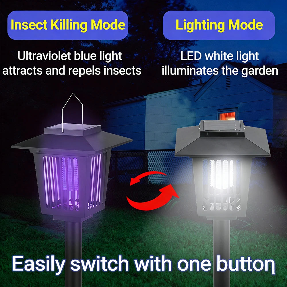 Solar Mosquito Zapper Light – Outdoor Garden Stake Lamp, UV Insect Killer, Solar Powered